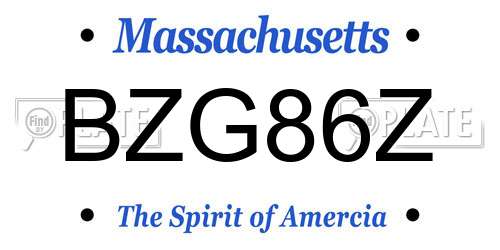 BZG86Z Massachusetts License Plate