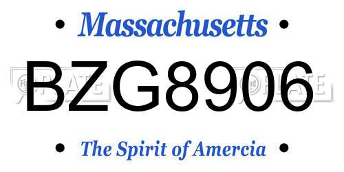 BZG8906 Massachusetts License Plate