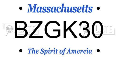 BZGK30 Massachusetts License Plate