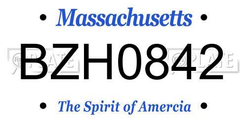 BZH0842 Massachusetts License Plate
