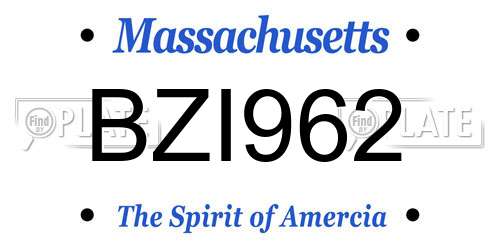 BZI962 Massachusetts License Plate