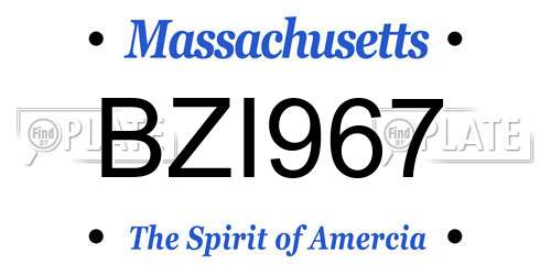 BZI967 Massachusetts License Plate