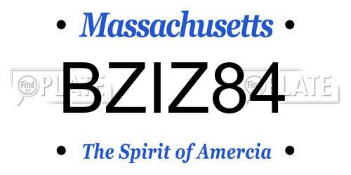 BZIZ84 Massachusetts License Plate