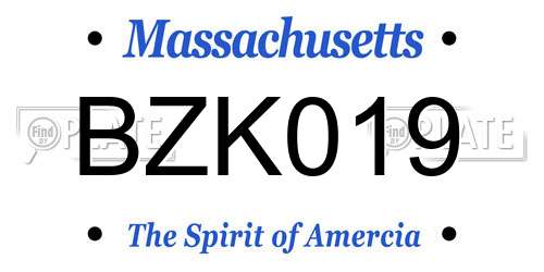 BZK019 Massachusetts License Plate