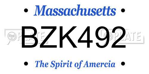BZK492 Massachusetts License Plate