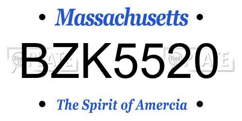 BZK5520 Massachusetts License Plate