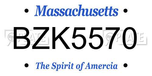 BZK5570 Massachusetts License Plate