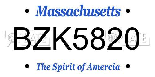 BZK5820 Massachusetts License Plate