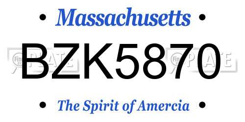 BZK5870 Massachusetts License Plate