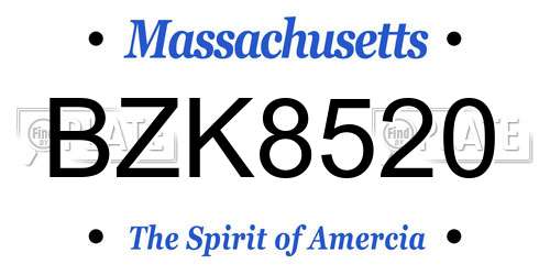 BZK8520 Massachusetts License Plate