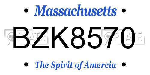 BZK8570 Massachusetts License Plate