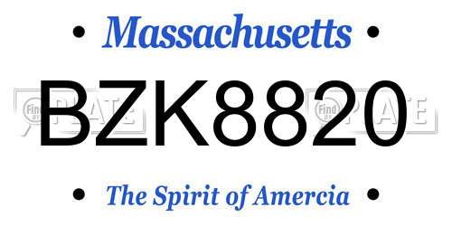 BZK8820 Massachusetts License Plate