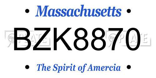 BZK8870 Massachusetts License Plate
