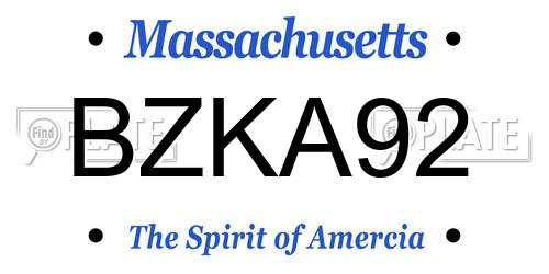 BZKA92 Massachusetts License Plate