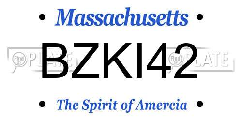 BZKI42 Massachusetts License Plate