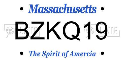 BZKQ19 Massachusetts License Plate