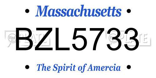 BZL5733 Massachusetts License Plate
