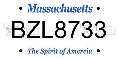 BZL8733 Massachusetts License Plate