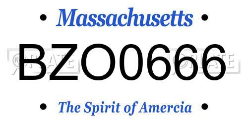 BZO0666 Massachusetts License Plate