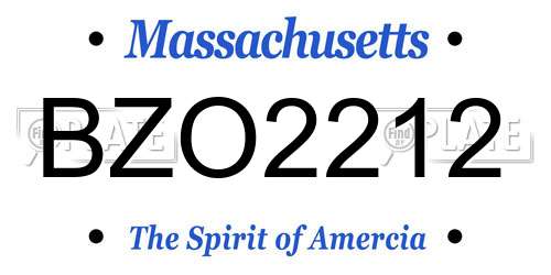 BZO2212 Massachusetts License Plate