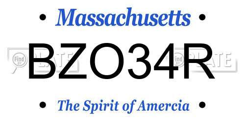 BZO34R Massachusetts License Plate