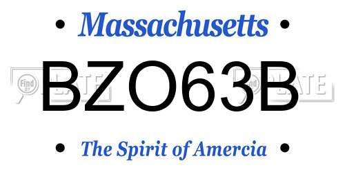 BZO63B Massachusetts License Plate
