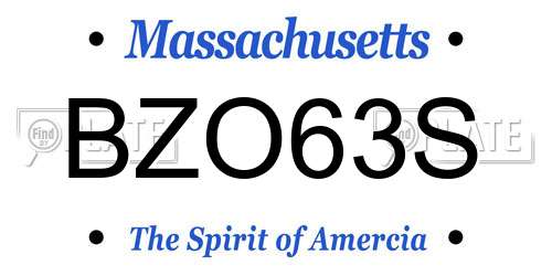 BZO63S Massachusetts License Plate