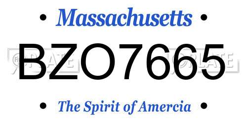 BZO7665 Massachusetts License Plate