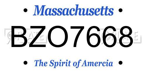 BZO7668 Massachusetts License Plate