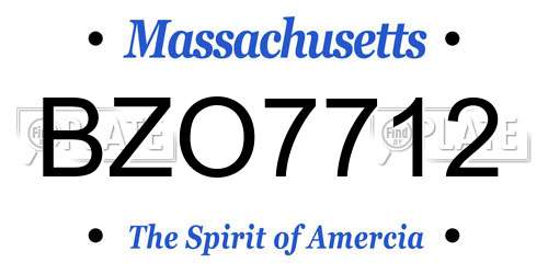 BZO7712 Massachusetts License Plate