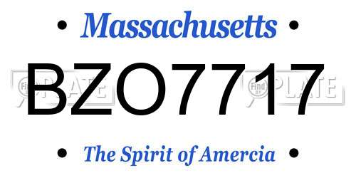 BZO7717 Massachusetts License Plate