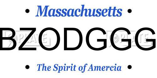 BZODGGG Massachusetts License Plate