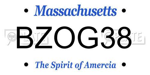 BZOG38 Massachusetts License Plate