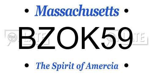 BZOK59 Massachusetts License Plate