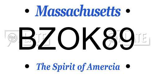 BZOK89 Massachusetts License Plate