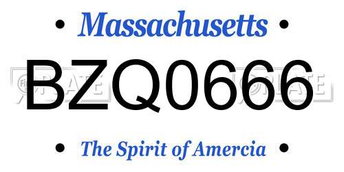 BZQ0666 Massachusetts License Plate