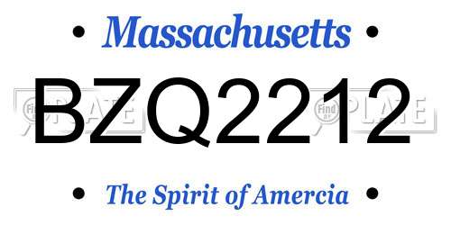 BZQ2212 Massachusetts License Plate