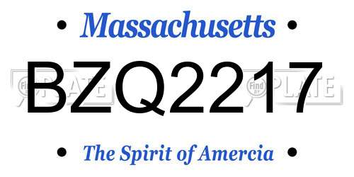 BZQ2217 Massachusetts License Plate