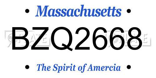 BZQ2668 Massachusetts License Plate