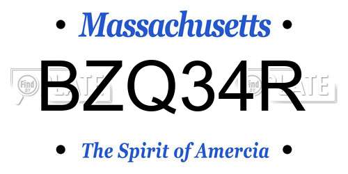 BZQ34R Massachusetts License Plate