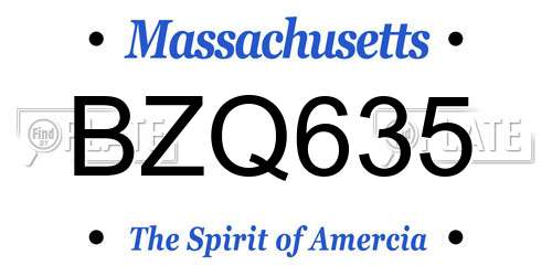 BZQ635 Massachusetts License Plate