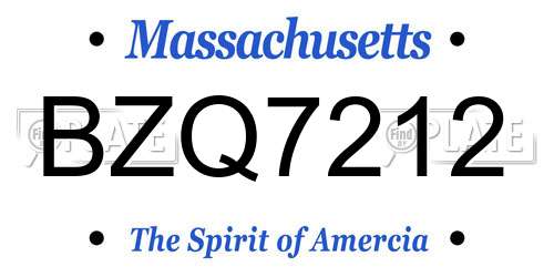 BZQ7212 Massachusetts License Plate
