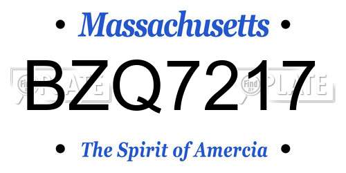 BZQ7217 Massachusetts License Plate