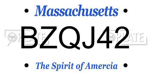 BZQJ42 Massachusetts License Plate