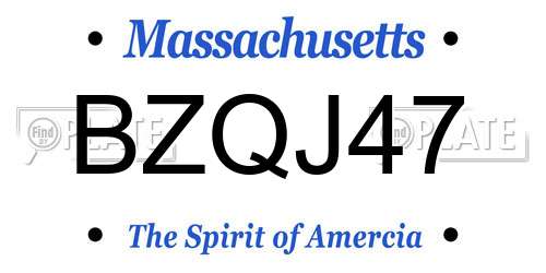 BZQJ47 Massachusetts License Plate
