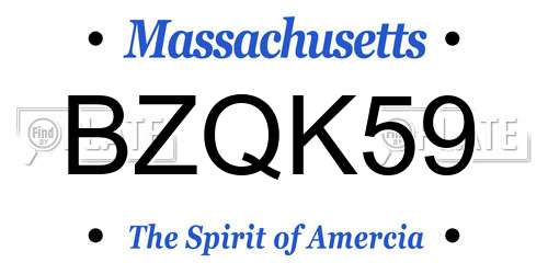BZQK59 Massachusetts License Plate