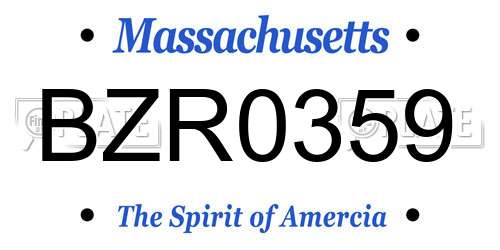 BZR0359 Massachusetts License Plate