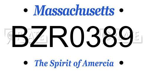 BZR0389 Massachusetts License Plate