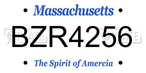 BZR4256 Massachusetts License Plate