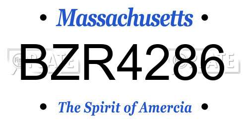BZR4286 Massachusetts License Plate